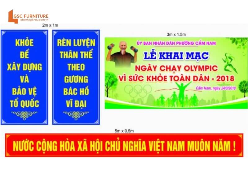 Pano Khẩu hiệu thể thao treo trong sân vận động