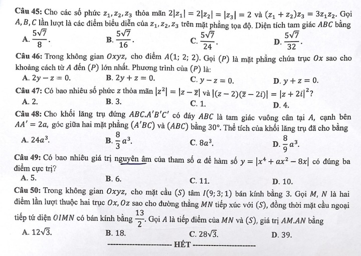 Đề thi THPT Quốc gia 2022 môn Toán tất cả 24 mã đề nhanh nhất, đầy đủ nhất - Ảnh 5