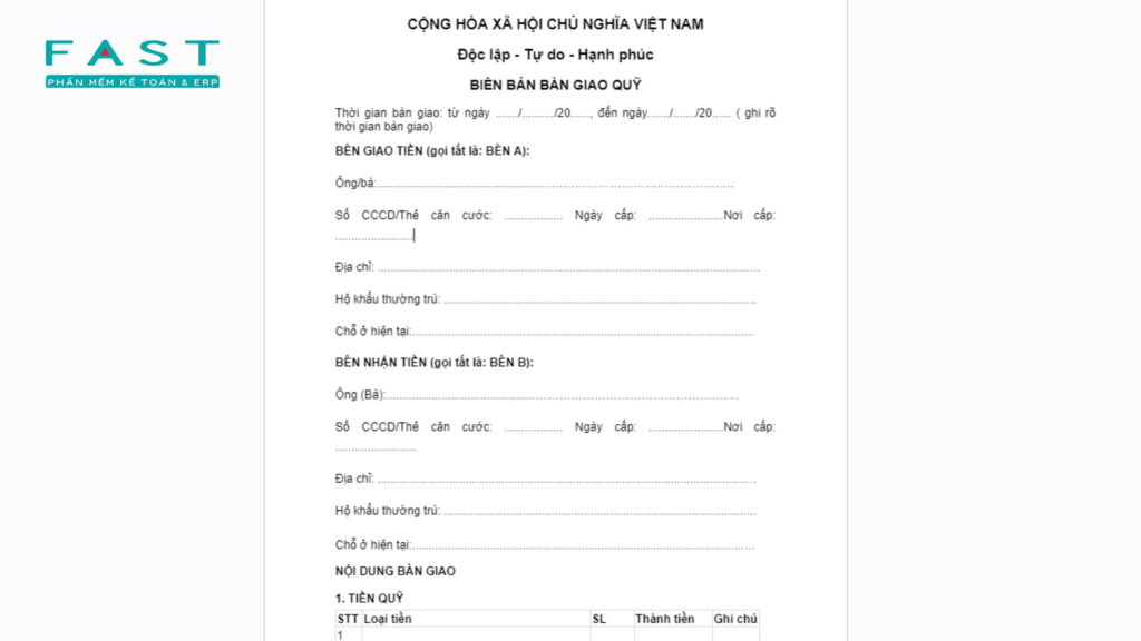 phần mở đầu biên bản bàn giap