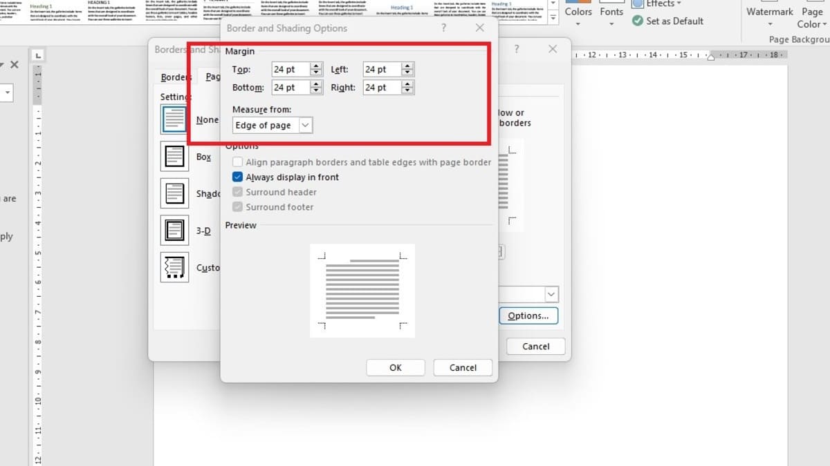 Cách làm viền trang bìa trong Word bằng công cụ Page Border bước 3
