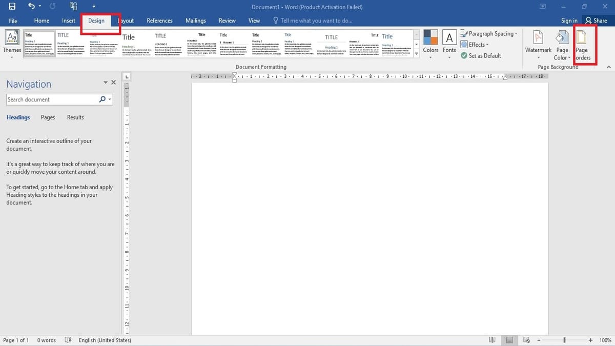 Cách làm viền trang bìa trong Word bằng công cụ Page Border bước 1