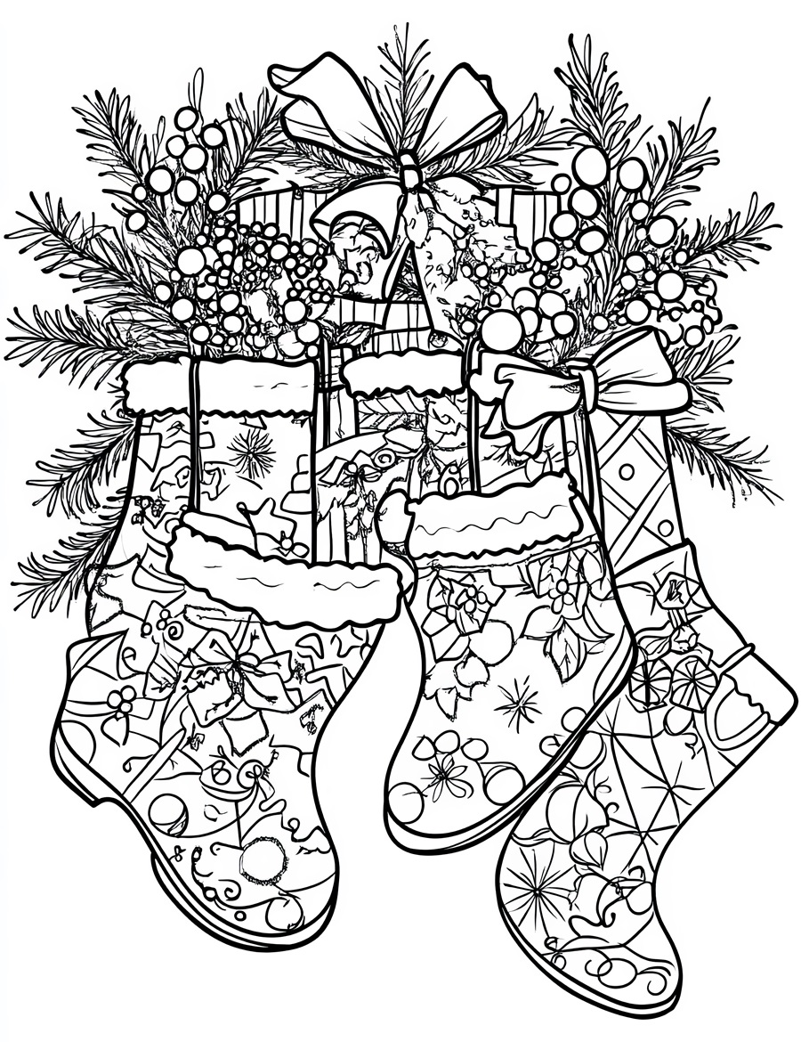 Bộ tranh tô màu cây thông Noel cùng các món quà