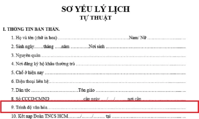 trình độ văn hóa ghi đại học hay 12/12
