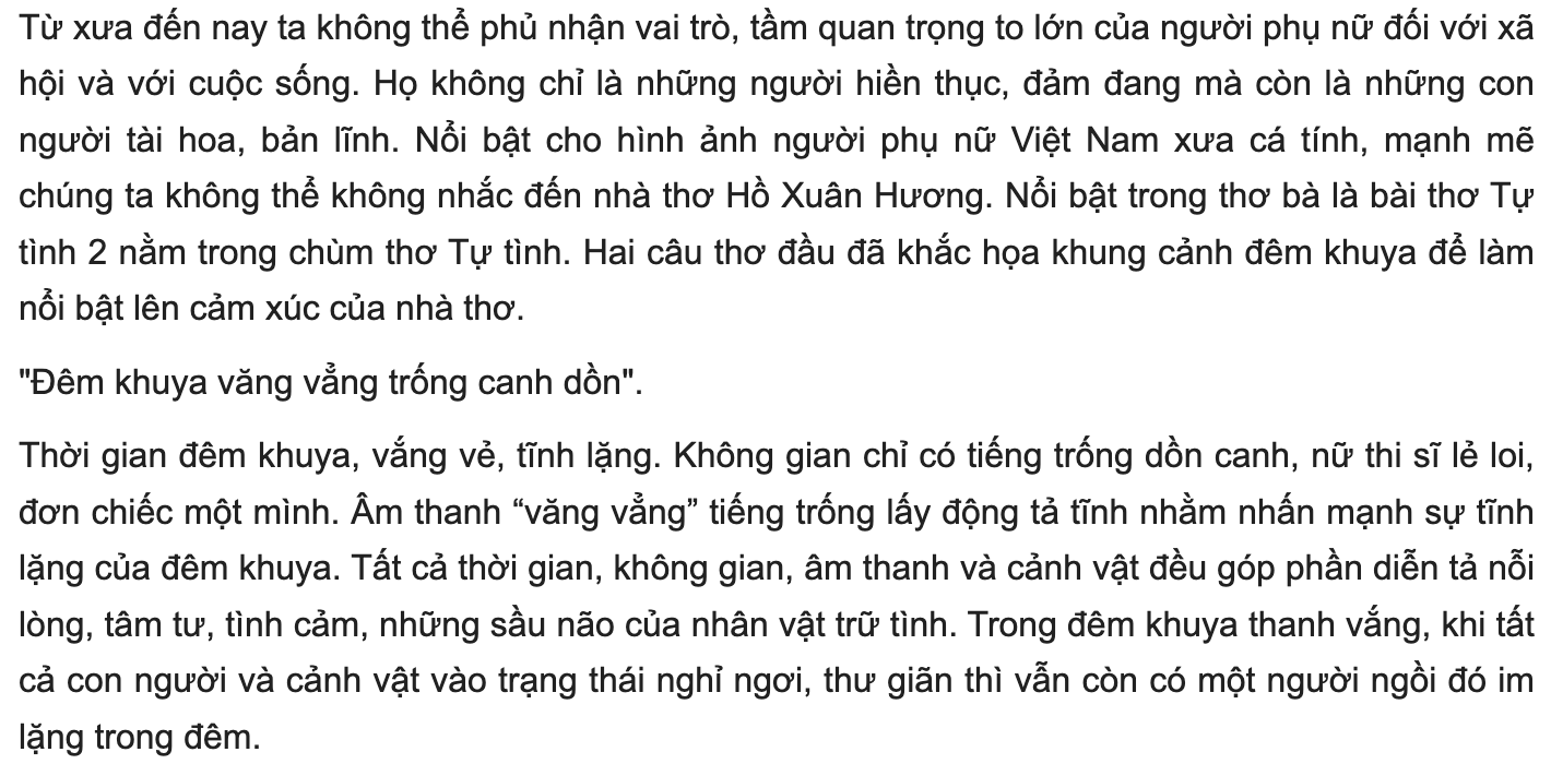 Bài phân tích 4 câu thơ đầu bài tự tình 2 (mẫu 2)