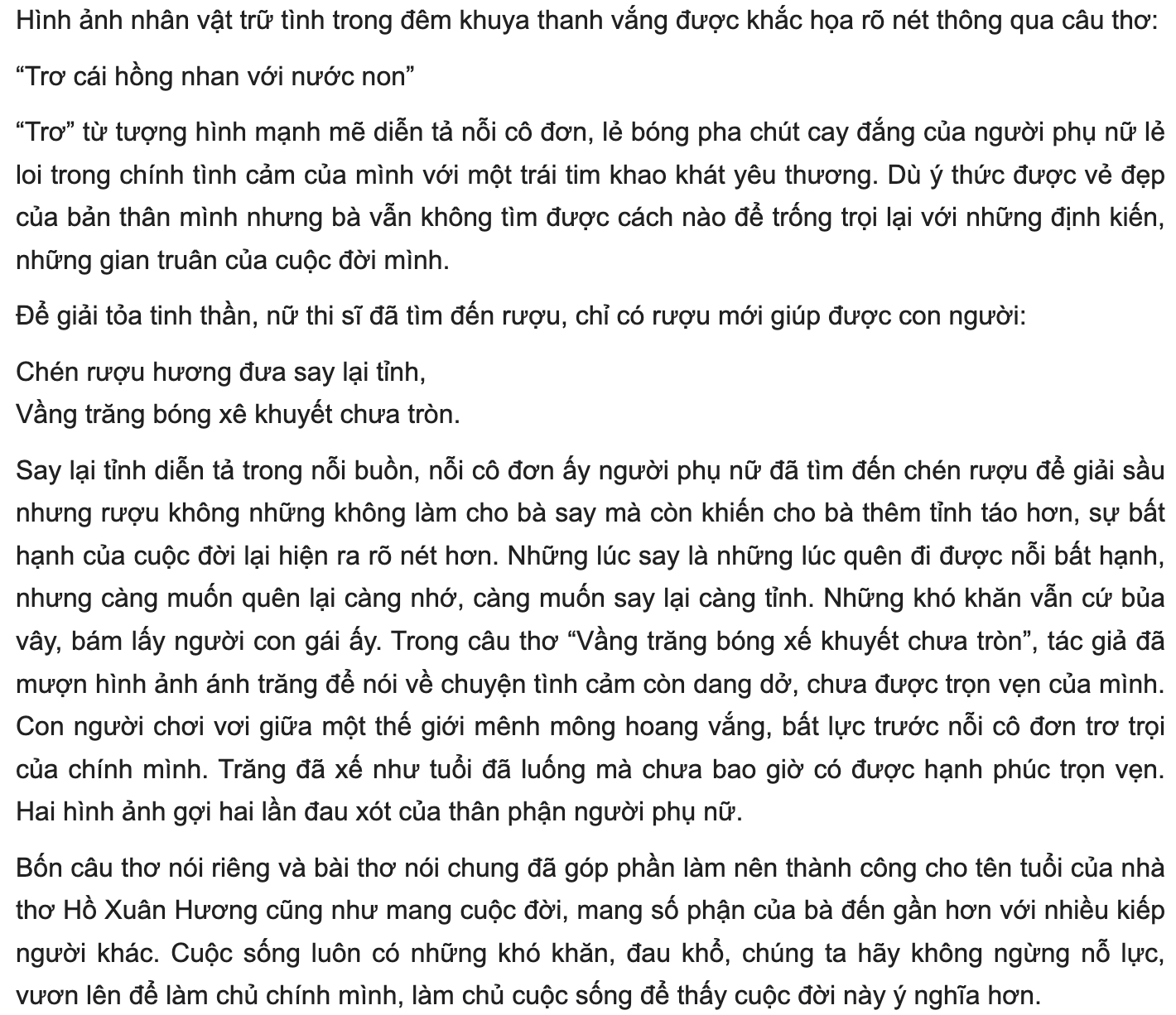 Bài phân tích 4 câu thơ đầu bài tự tình 2 (mẫu 2)