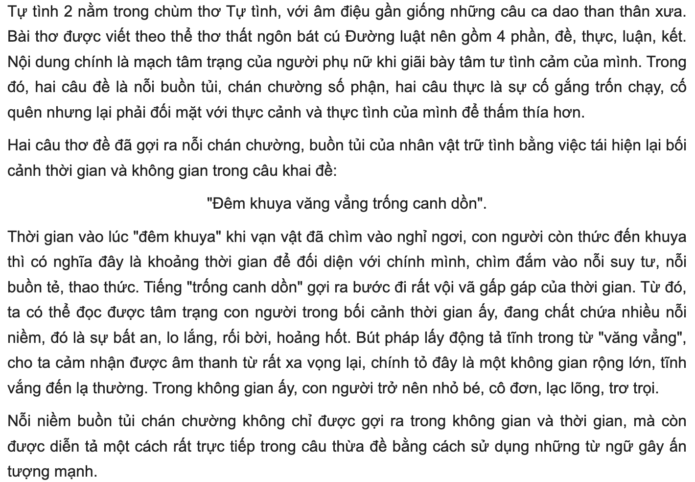 Bài phân tích tự tình 2 4 câu đầu (mẫu 3)