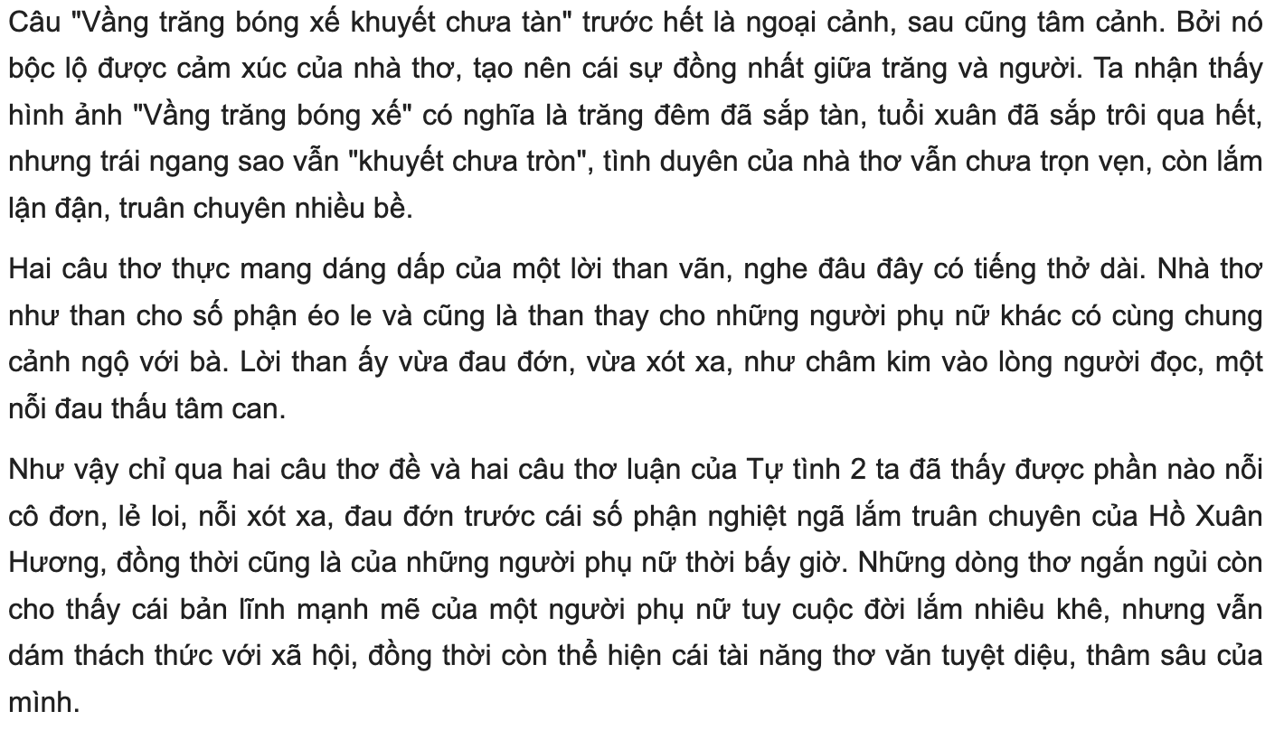Bài phân tích tự tình 2 4 câu đầu (mẫu 3)
