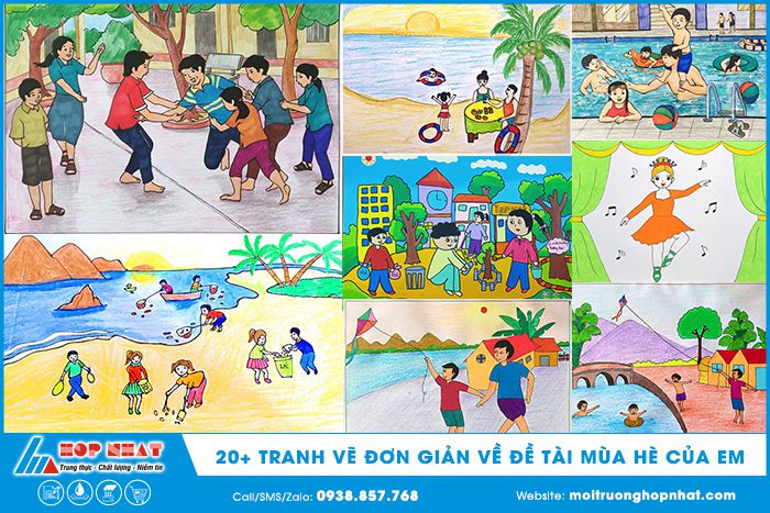 Tranh vẽ đơn giản về đề tài mùa hè của em