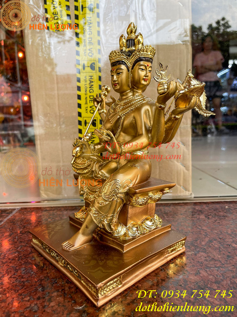 Tượng Phật Tứ Diện Vẽ Diện Dát Vàng cao 30cm