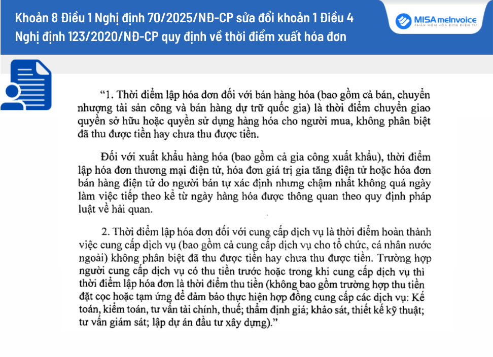 thời điểm xuất hóa đơn