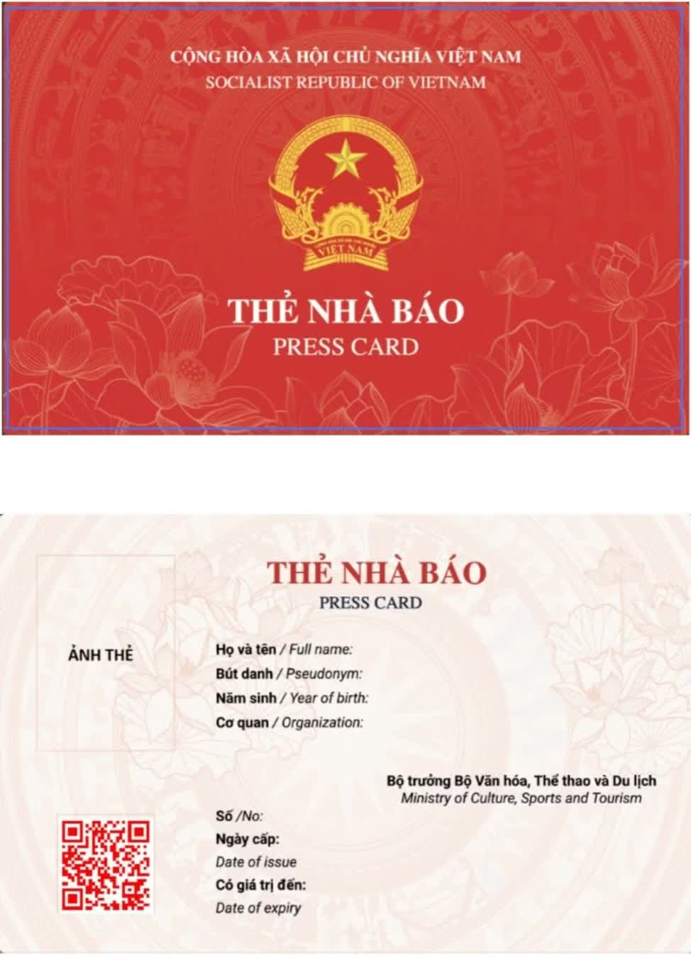 Bộ Văn hóa, Thể thao và Du lịch ban hành mẫu thẻ nhà báo 2026