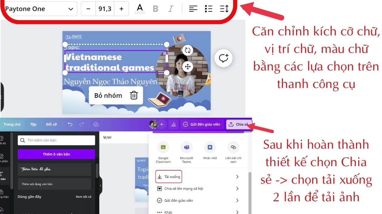 edit thumbnail bằng canva