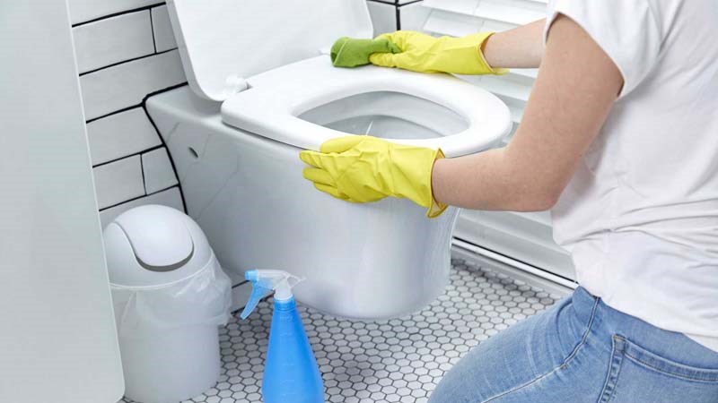 Thường xuyên khử trùng nhà vệ sinh bằng nước diệt khuẩn.