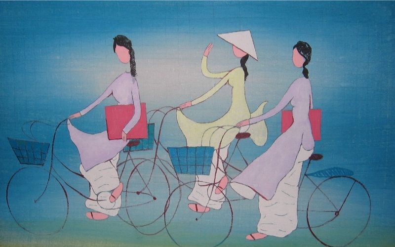 Vẽ học sinh mặc áo dài