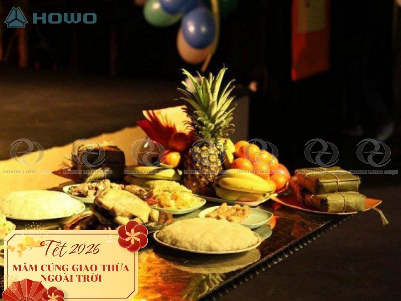 Mâm cúng giao thừa mặn ngoài trời