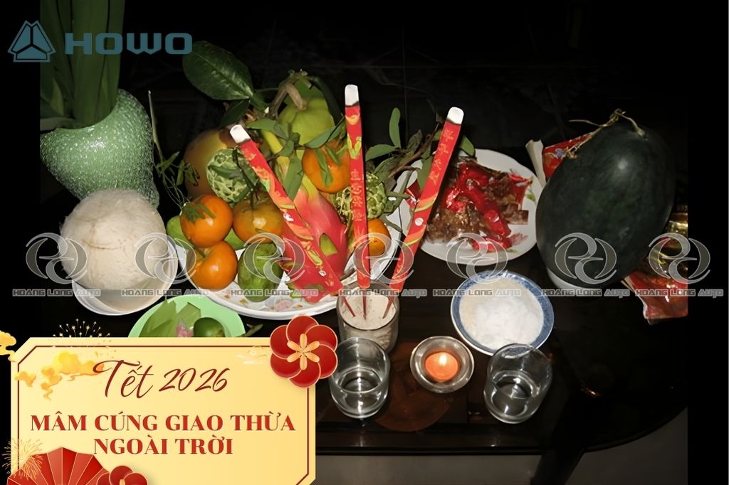 Mâm cúng giao thừa chay ngoài trời