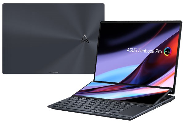 Zenbook Pro 14 Duo OLED (UX8402) sử dụng chất liệu hợp kim nhôm với bản màu đen sang trọng