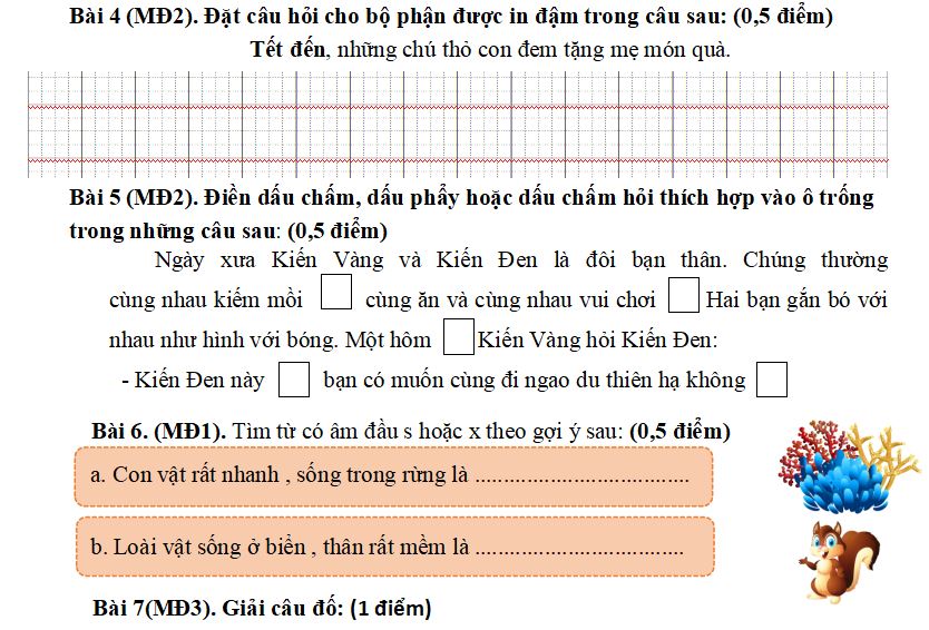 Đề kiểm tra Tiếng Việt lớp 2 học kì II bộ Kết nối tri thức 2022