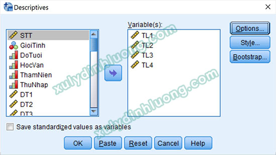 Thống kê trung bình SPSS