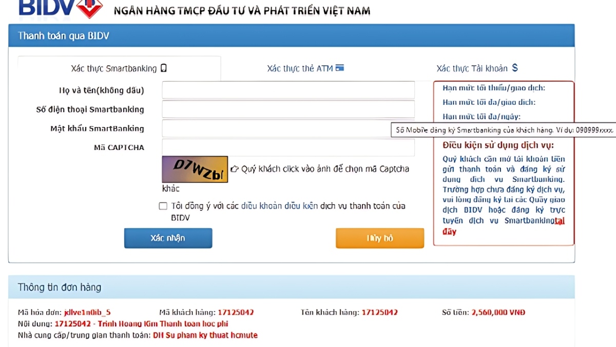 Cách đóng học phí cho trường Đại Học Sư Phạm TPHCM
