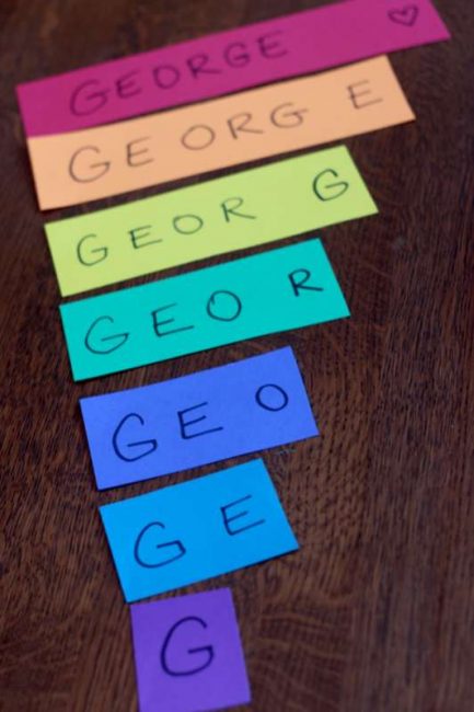 Set up to make a rainbow and learn to spell your name