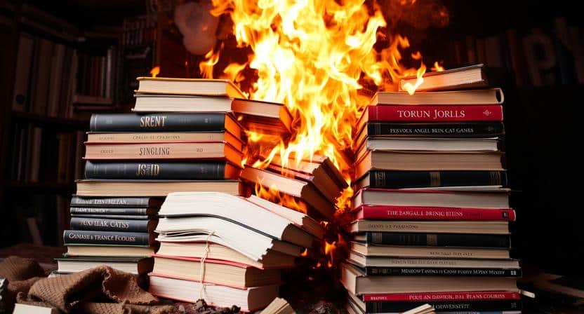 books on fire