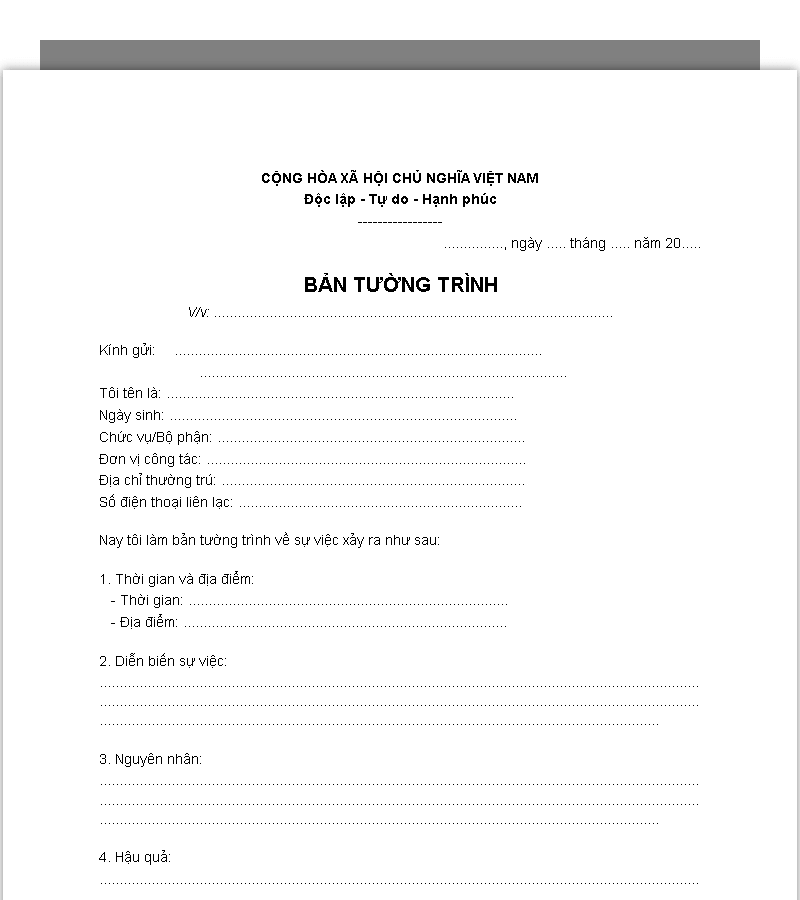 Biên bản tường trình là gì