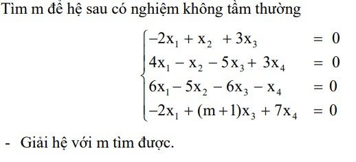 Tìm m để hệ sau có nghiệm không tầm thường