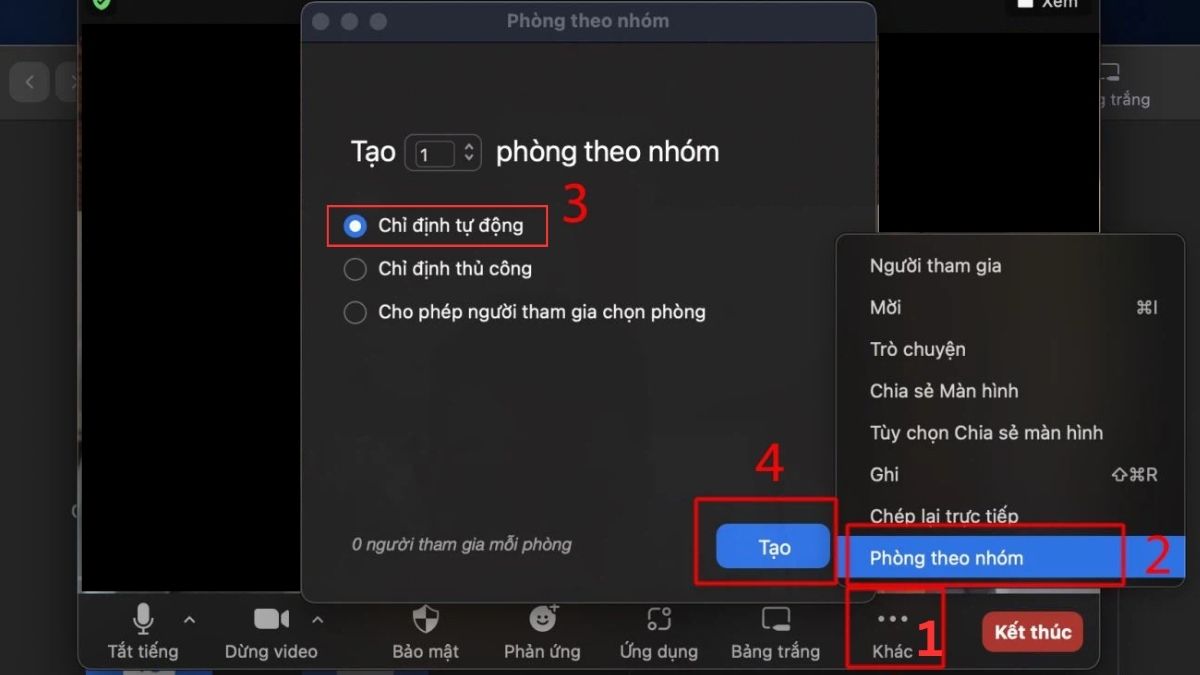 Bước 4: Hướng dẫn cách tạo và chia phòng trong Zoom