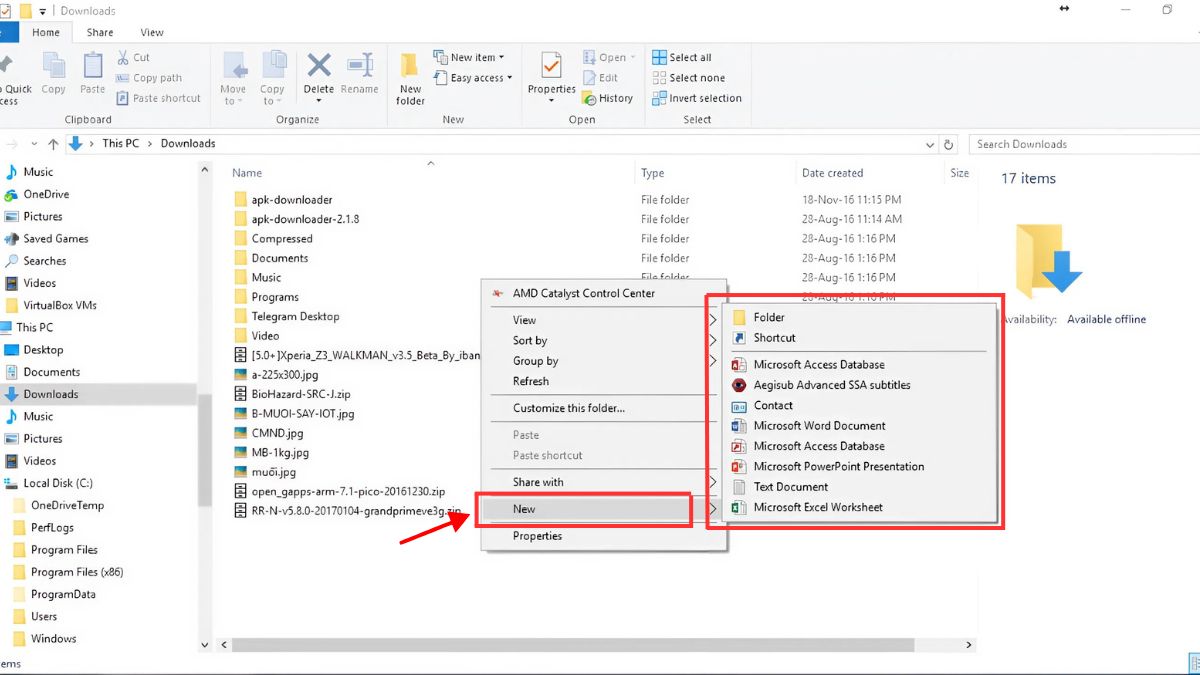Thao tác tạo file mới bước 3
