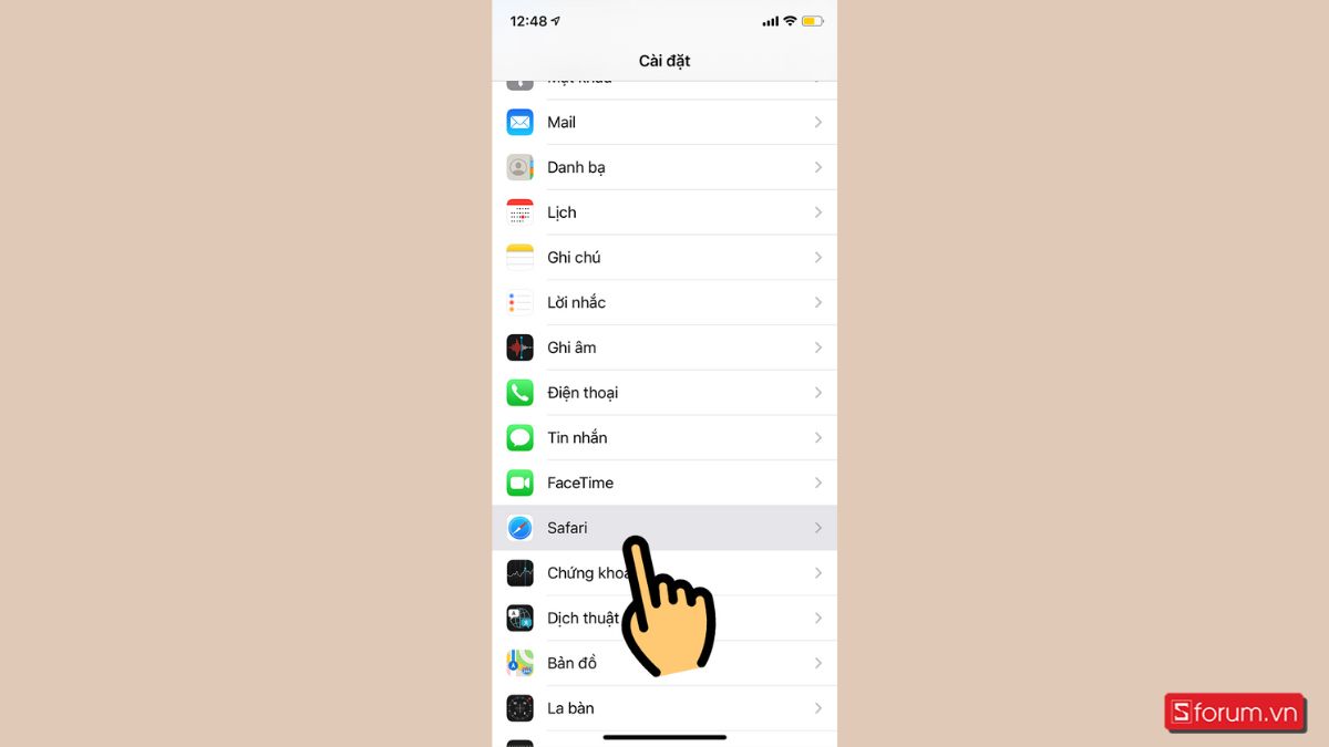 Cách sửa lỗi đăng nhập thisinh.thithptquocgia.edu.vn trên điện thoại iOS bước 1