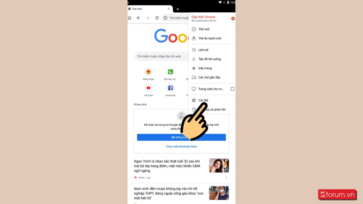 Cách sửa lỗi đăng nhập thisinh.thithptquocgia.edu.vn trên điện thoại Android bước 1