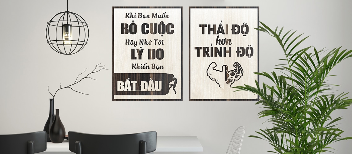 Treo tranh slogan trong phòng chung cư gia đình