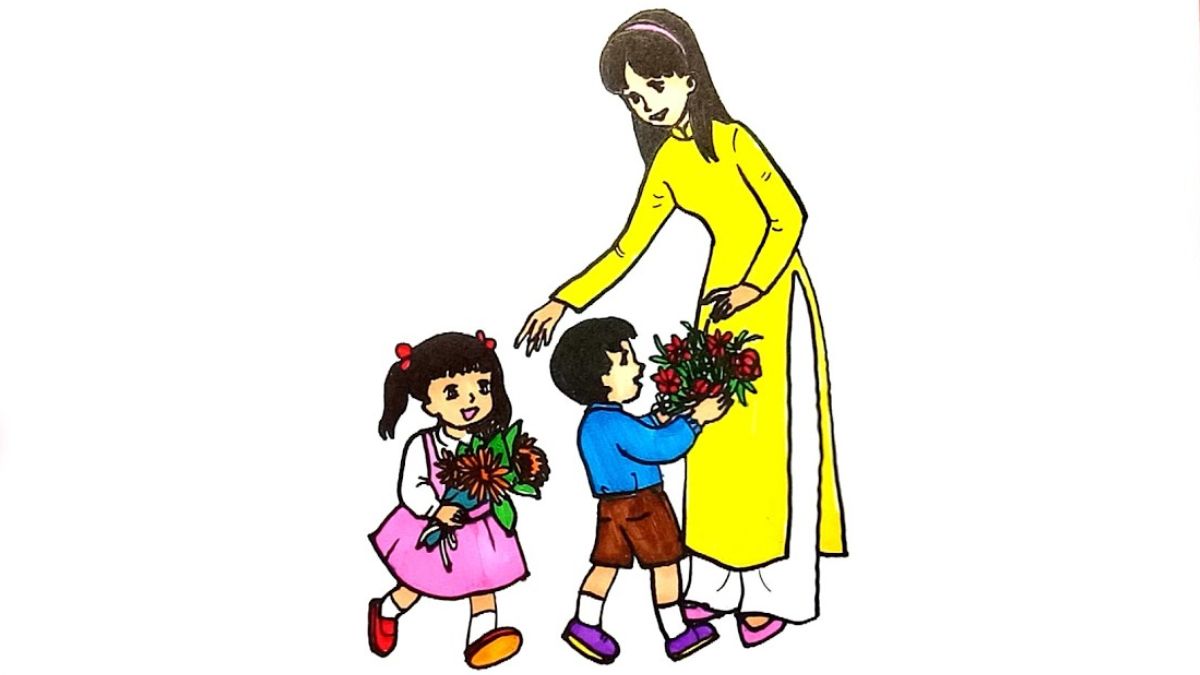 Cách vẽ tranh 20/10 ngày Phụ Nữ Việt Nam tặng cho bà, mẹ đầy yêu thương