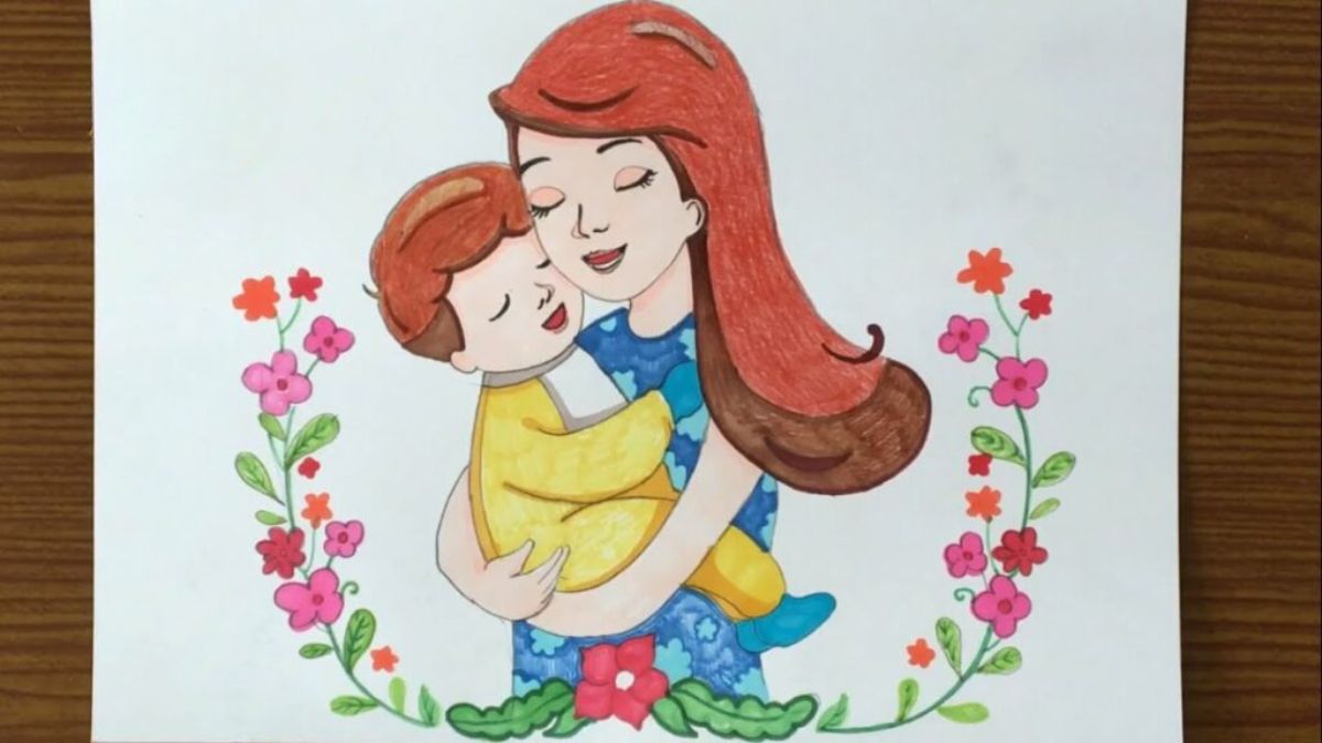Cách vẽ tranh 20/10 ngày Phụ Nữ Việt Nam tặng cho bà, mẹ xinh xắn
