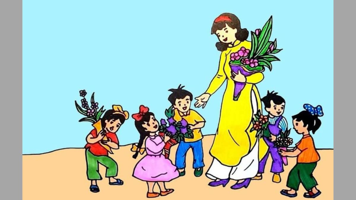 Cách vẽ tranh 20/10 cho cô giáo đẹp