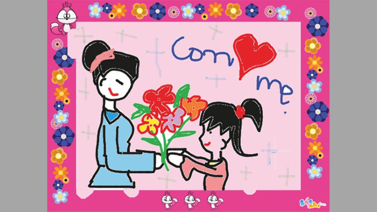 Cách vẽ tranh 20/10 ngày Phụ Nữ Việt Nam tặng cho bà, mẹ đầy tình cảm