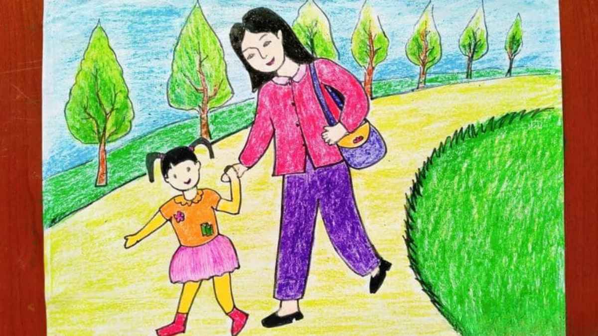 Cách vẽ tranh 20/10 ngày Phụ Nữ Việt Nam tặng cho bà, mẹ tình cảm đong đầy