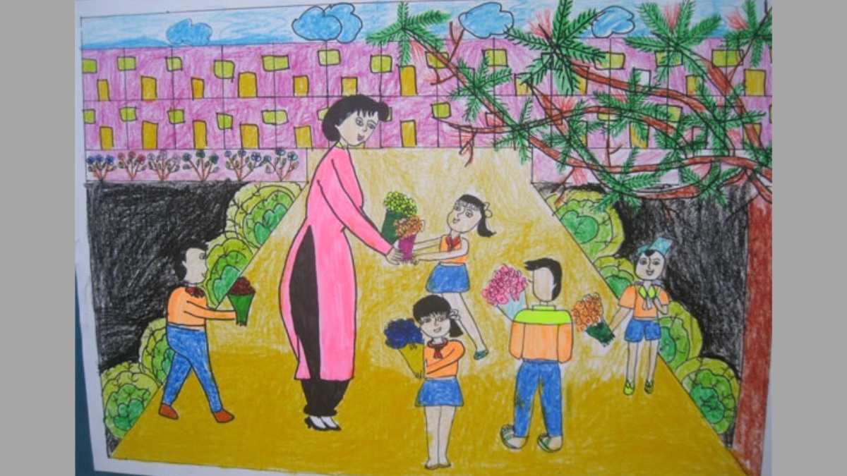 Cách vẽ tranh 20/10 cho cô giáo đầy tình cảm
