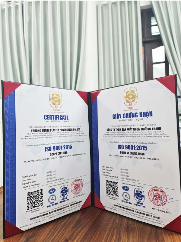 chứng nhận iso 9001 - chứng nhận xuất xưởng