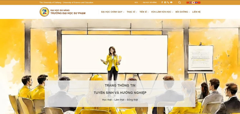 Giao diện website cập nhật thông tin điểm chuẩn Trường Đại học Sư phạm - Đại học Đà Nẵng (UED)