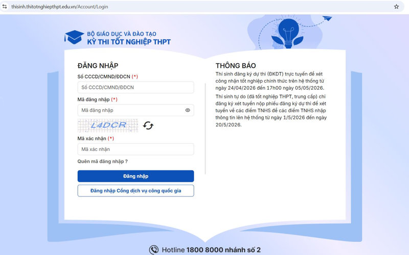 Hệ thống tra tra cứu chính thức của Bộ GD&ĐT